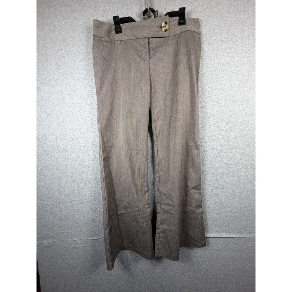 Studio‎ Y Pants Womens 11/12 Brown Herringbone Dress Twill Stretch Workwear